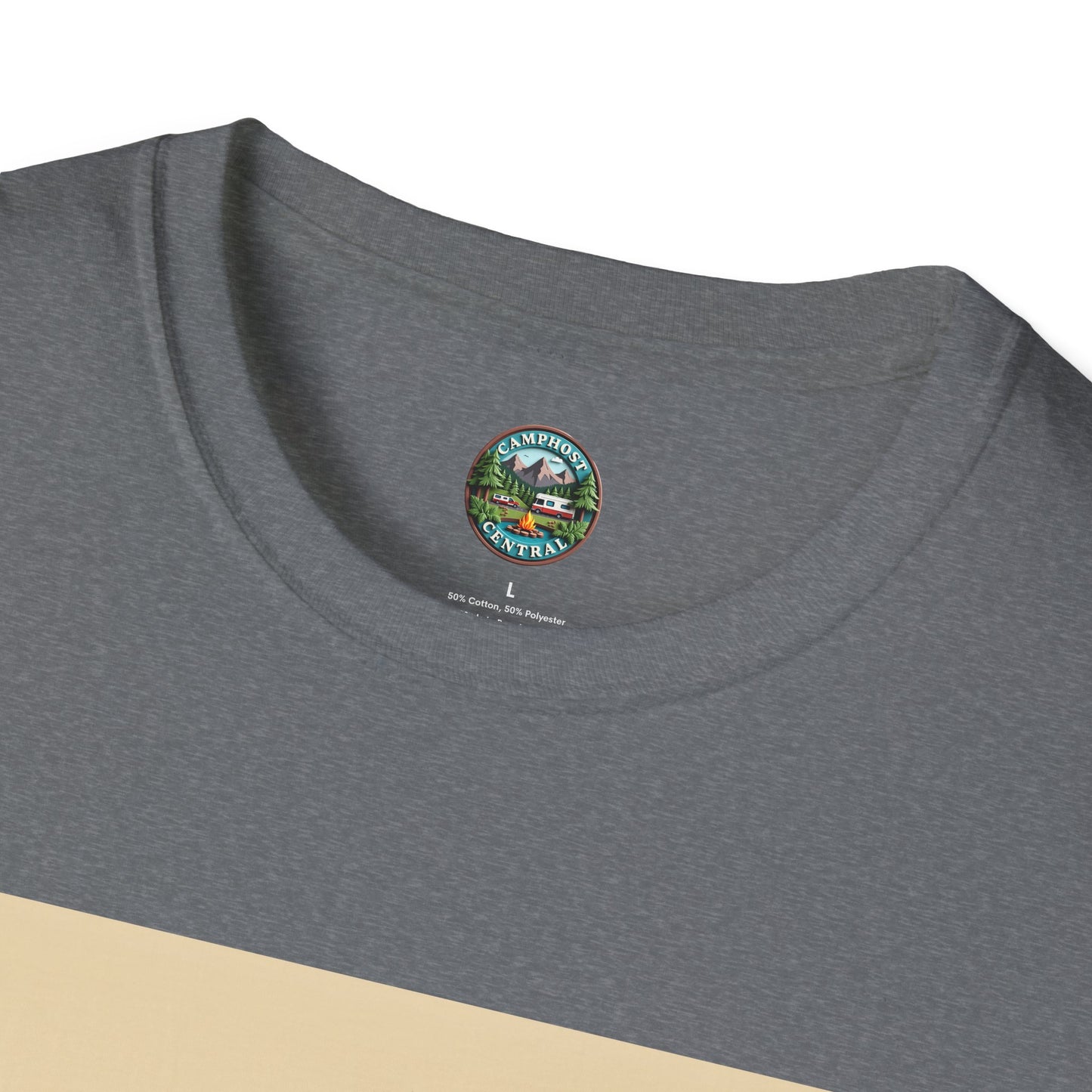 Happy Camper Unisex Softstyle T-Shirt, Camping Shirt, Outdoor Adventure Tee, Gift for Campers, Summer Apparel, Nature Lover Clothing