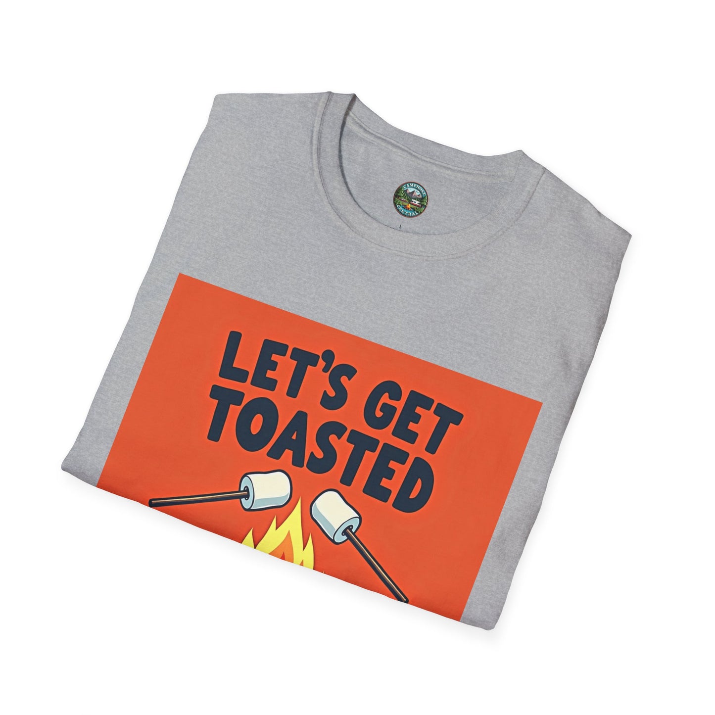 Let's Get Toasted Campfire T-Shirt, Unisex Outdoor Adventure Tee, Summer BBQ Shirt, S'mores Lover Gift, Camping Vibes Apparel