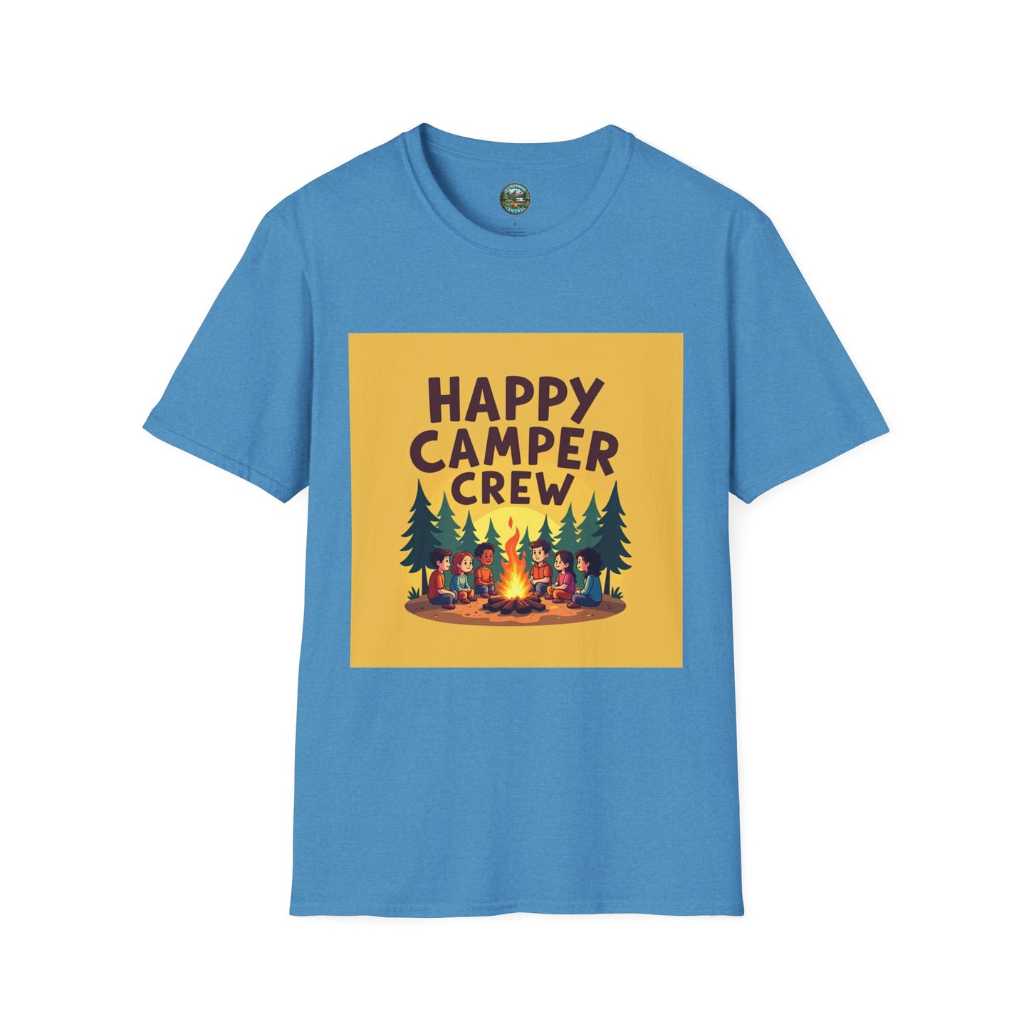Happy Camper Crew Unisex T-Shirt | Camping Tee, Outdoor Adventure Shirt, Gift for Travelers, Summer Vibes Apparel, Nature Lover