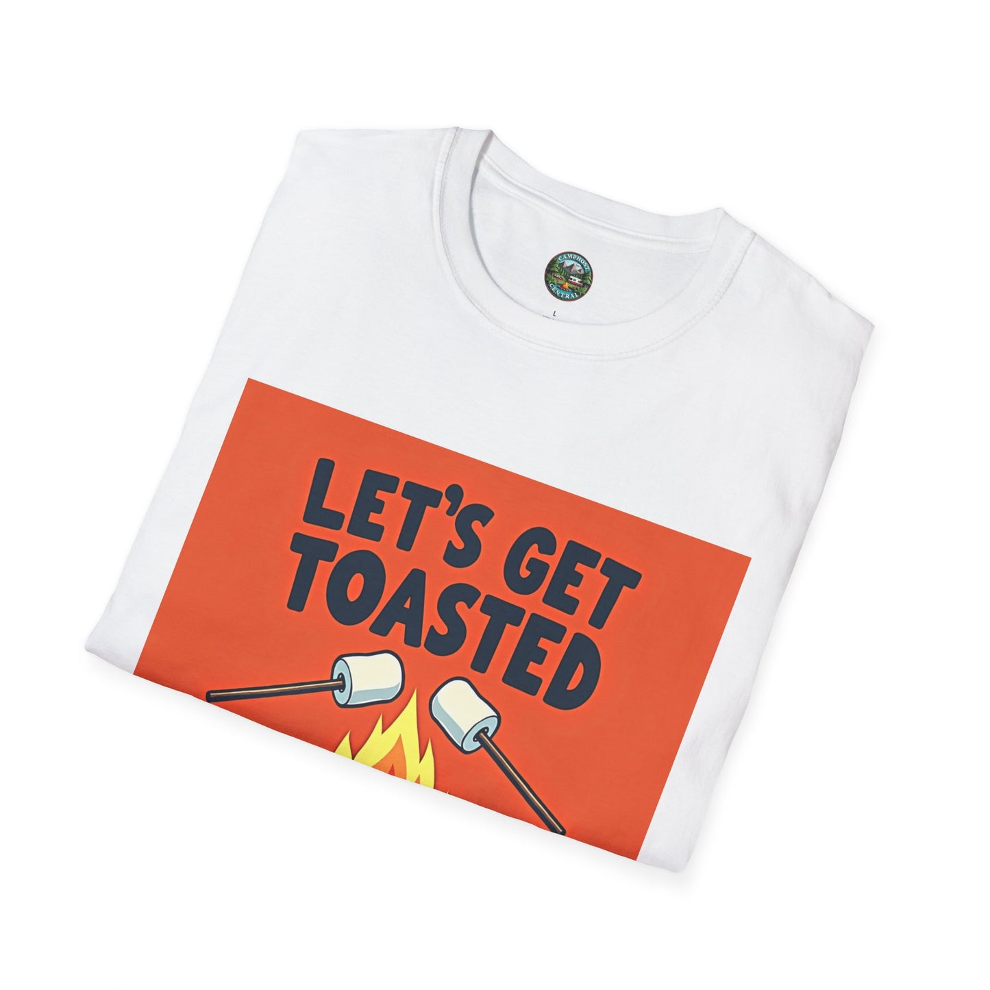 Let's Get Toasted Campfire T-Shirt, Unisex Outdoor Adventure Tee, Summer BBQ Shirt, S'mores Lover Gift, Camping Vibes Apparel