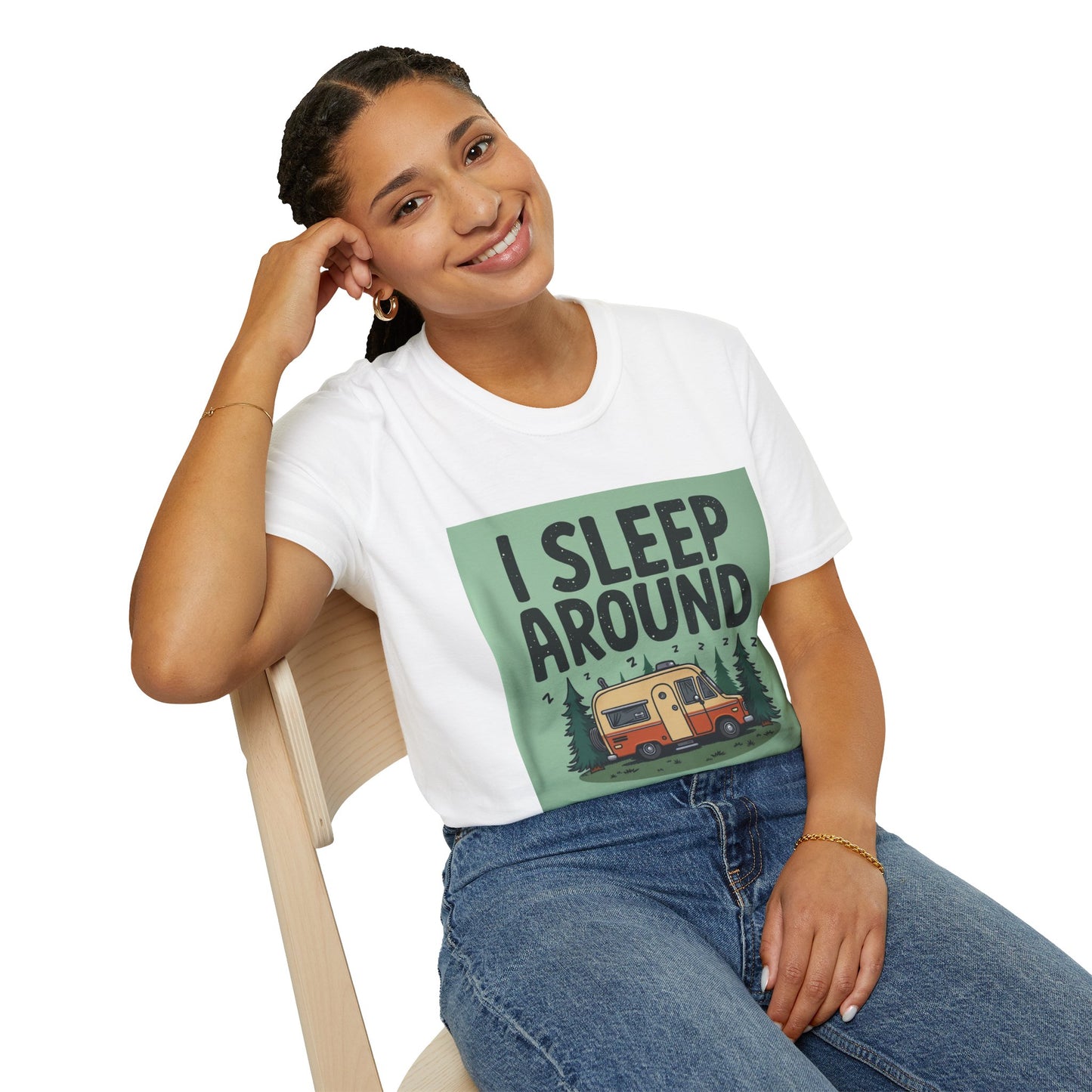 I Sleep Around Camper T-Shirt, Unisex Softstyle Tee for Nature Lovers, Camping Gear, Travel Enthusiast Gift, Adventure Shirt, Outdoor [...]