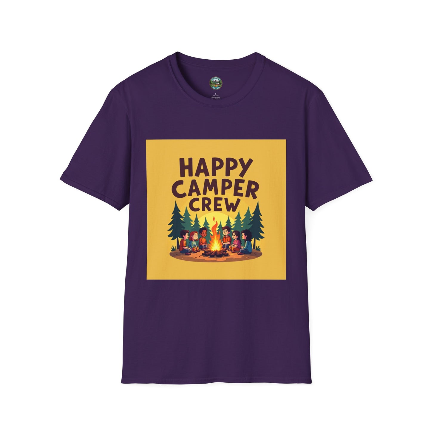 Happy Camper Crew Unisex T-Shirt | Camping Tee, Outdoor Adventure Shirt, Gift for Travelers, Summer Vibes Apparel, Nature Lover