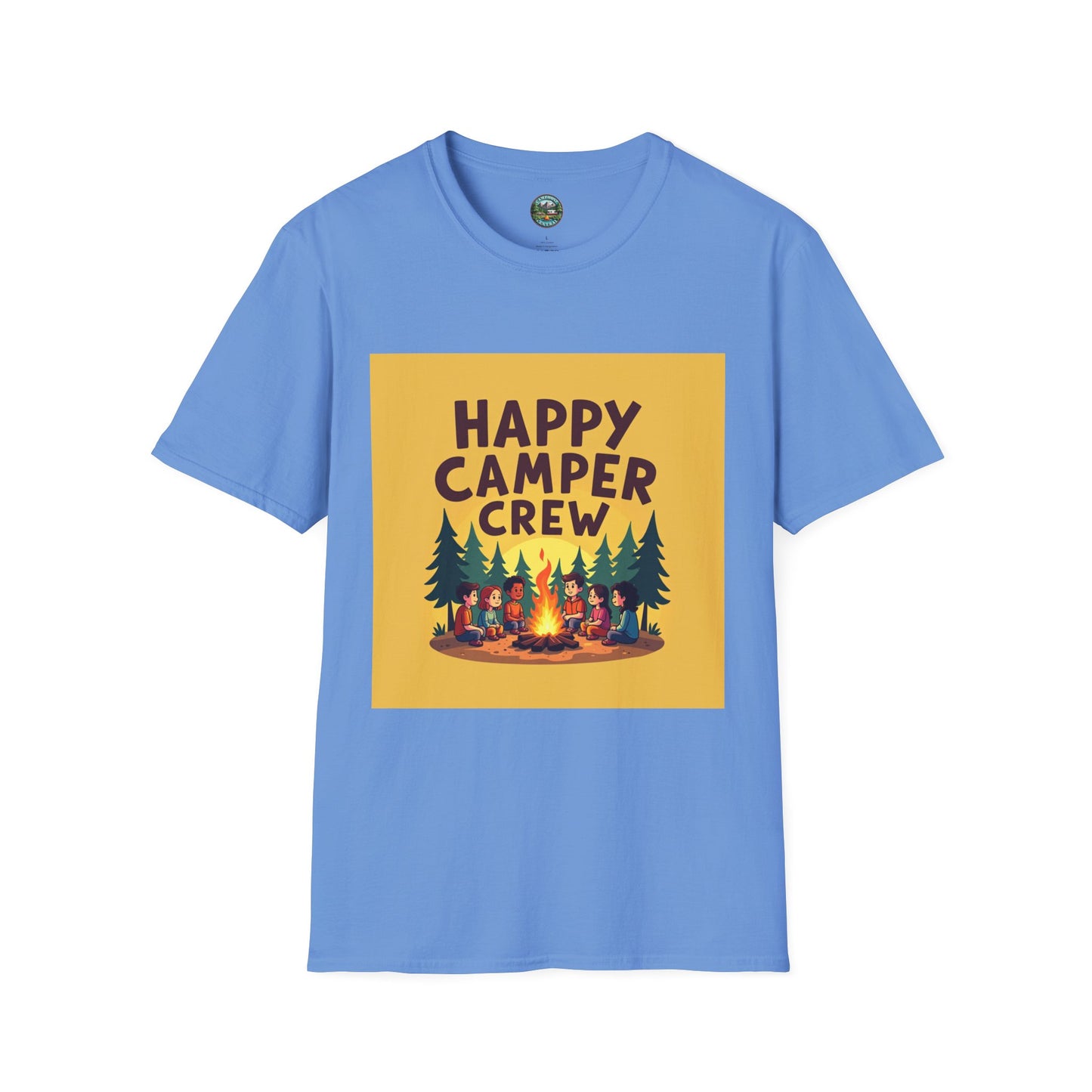 Happy Camper Crew Unisex T-Shirt | Camping Tee, Outdoor Adventure Shirt, Gift for Travelers, Summer Vibes Apparel, Nature Lover