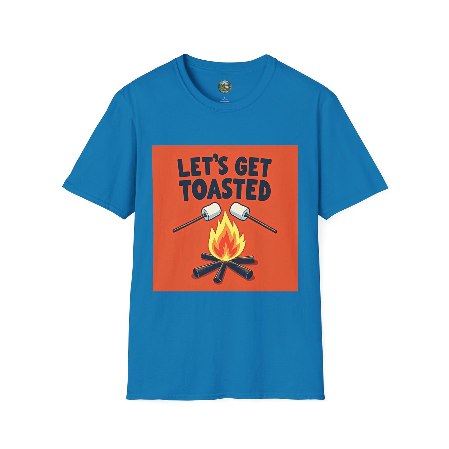 Let's Get Toasted Campfire T-Shirt, Unisex Outdoor Adventure Tee, Summer BBQ Shirt, S'mores Lover Gift, Camping Vibes Apparel