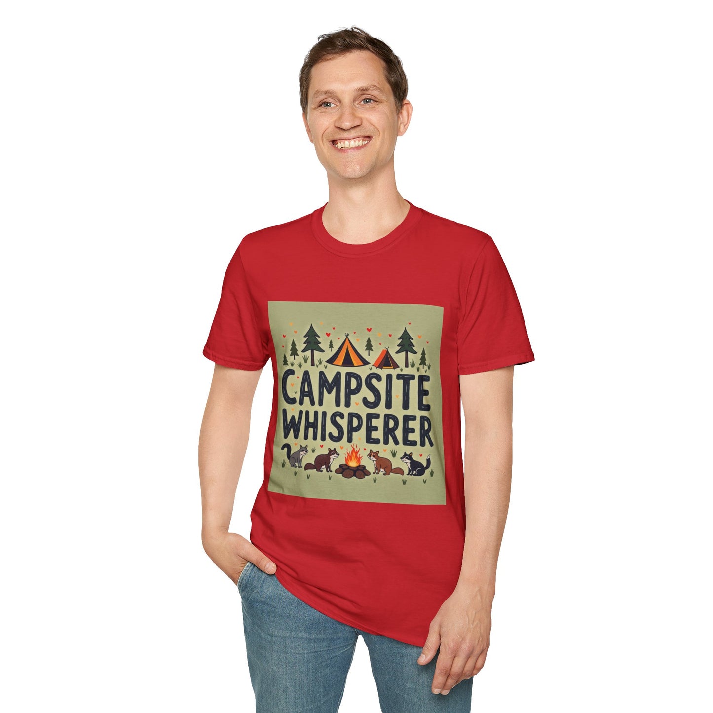 Campsite Whisperer T-Shirt | Unisex Camping Tee, Adventure Shirt, Gift for Outdoorsy Friends, Summer Festival Wear, Nature Lover Gear