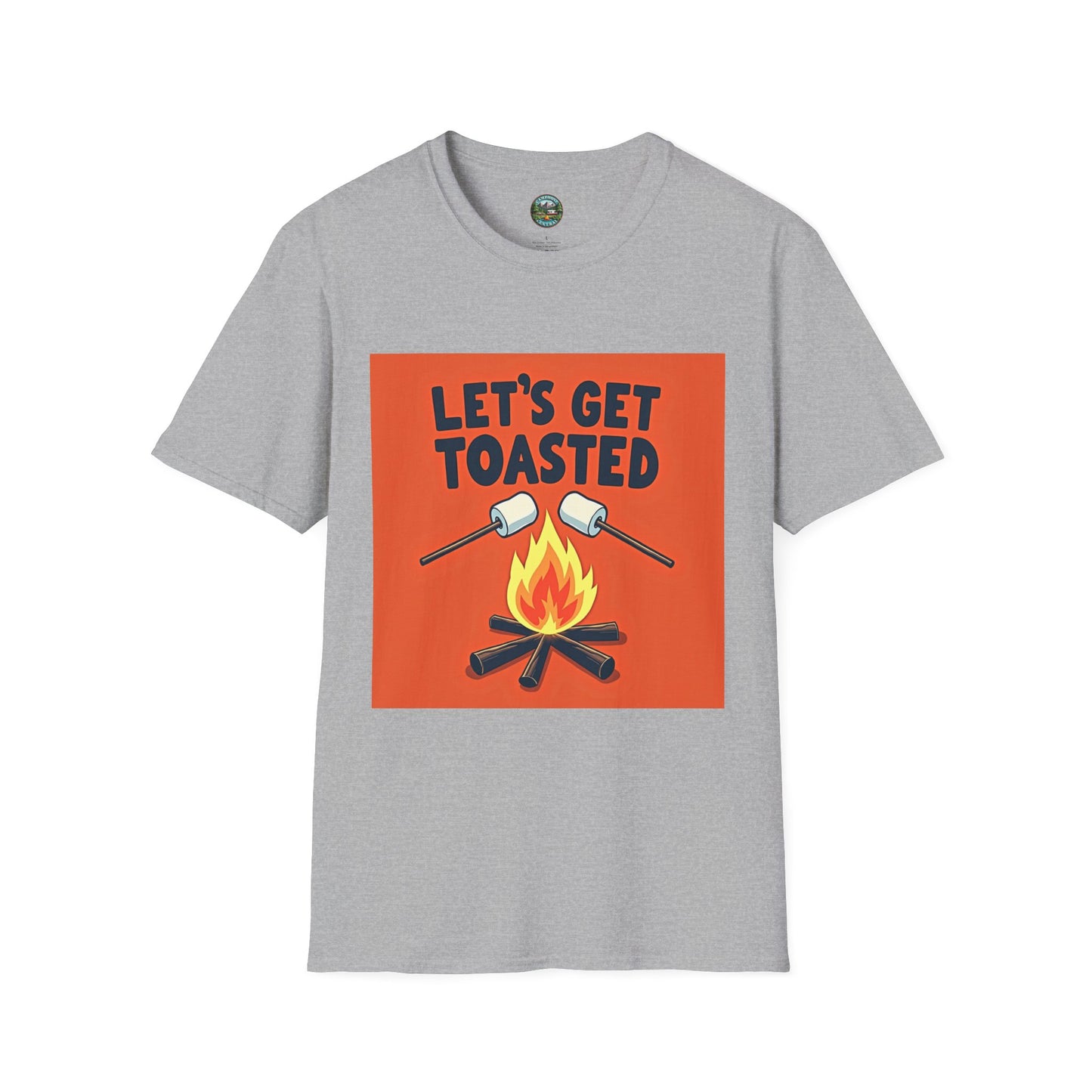 Let's Get Toasted Campfire T-Shirt, Unisex Outdoor Adventure Tee, Summer BBQ Shirt, S'mores Lover Gift, Camping Vibes Apparel