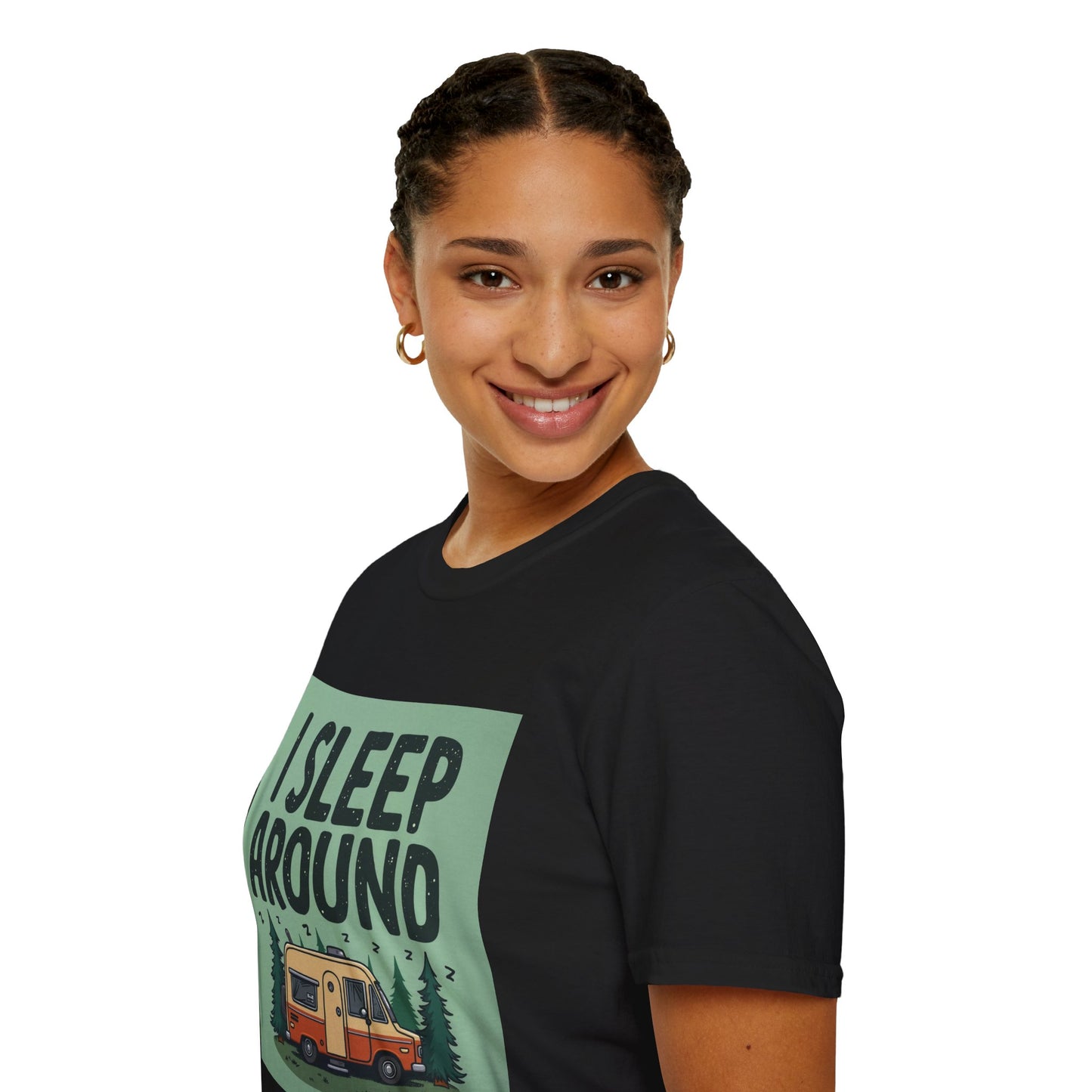 I Sleep Around Camper T-Shirt, Unisex Softstyle Tee for Nature Lovers, Camping Gear, Travel Enthusiast Gift, Adventure Shirt, Outdoor [...]