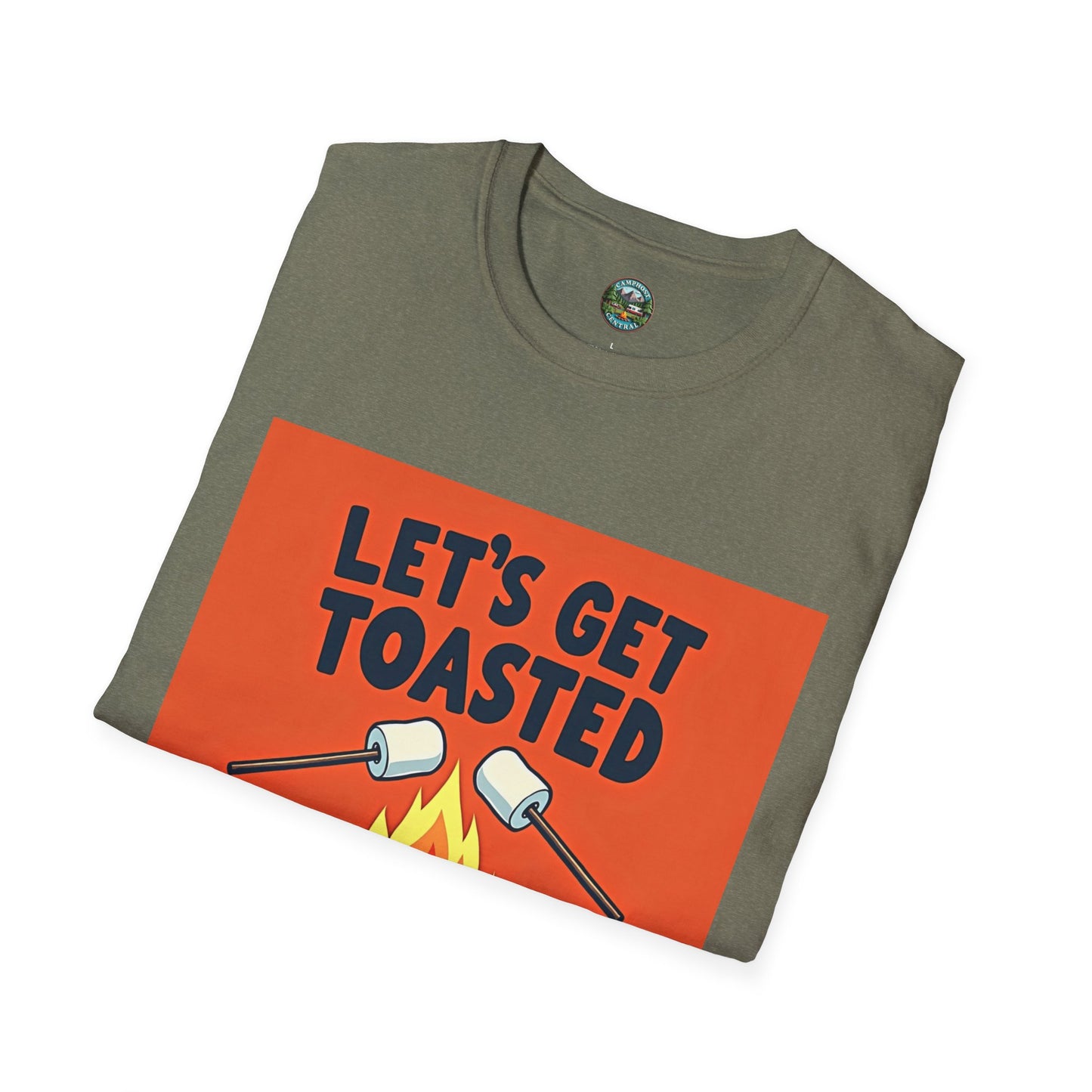 Let's Get Toasted Campfire T-Shirt, Unisex Outdoor Adventure Tee, Summer BBQ Shirt, S'mores Lover Gift, Camping Vibes Apparel