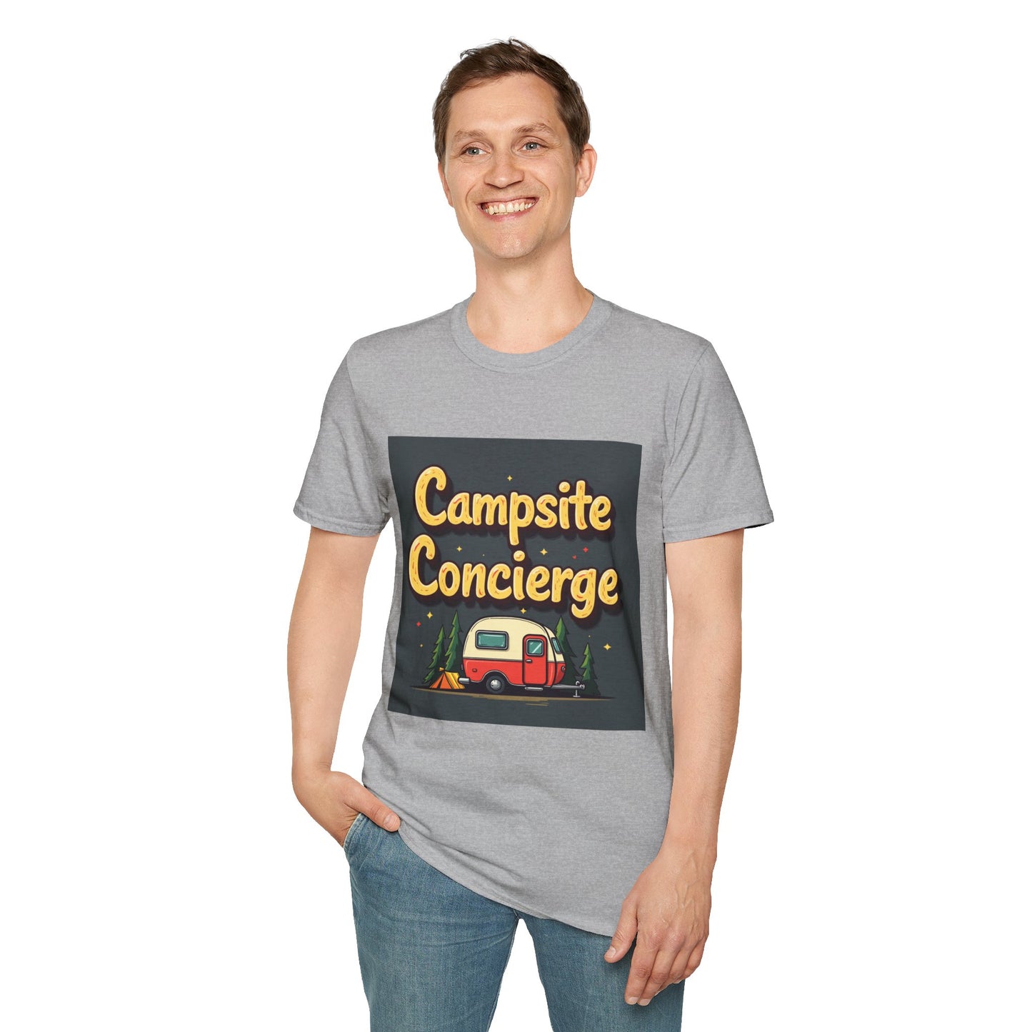 Campsite Concierge T-Shirt | Unisex Camping Tee, Adventure Shirt, Outdoor Fun Apparel, Gift for Campers, Summer Vacation Wear