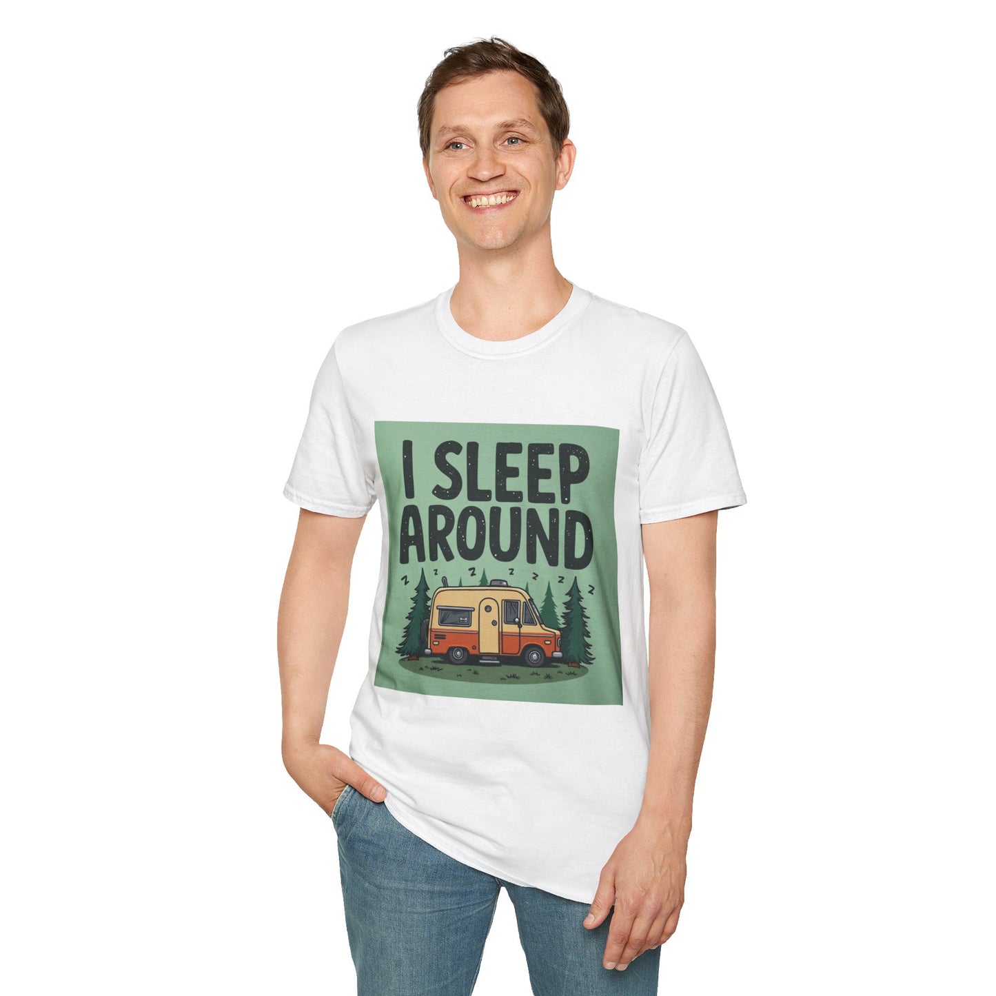 I Sleep Around Camper T-Shirt, Unisex Softstyle Tee for Nature Lovers, Camping Gear, Travel Enthusiast Gift, Adventure Shirt, Outdoor [...]