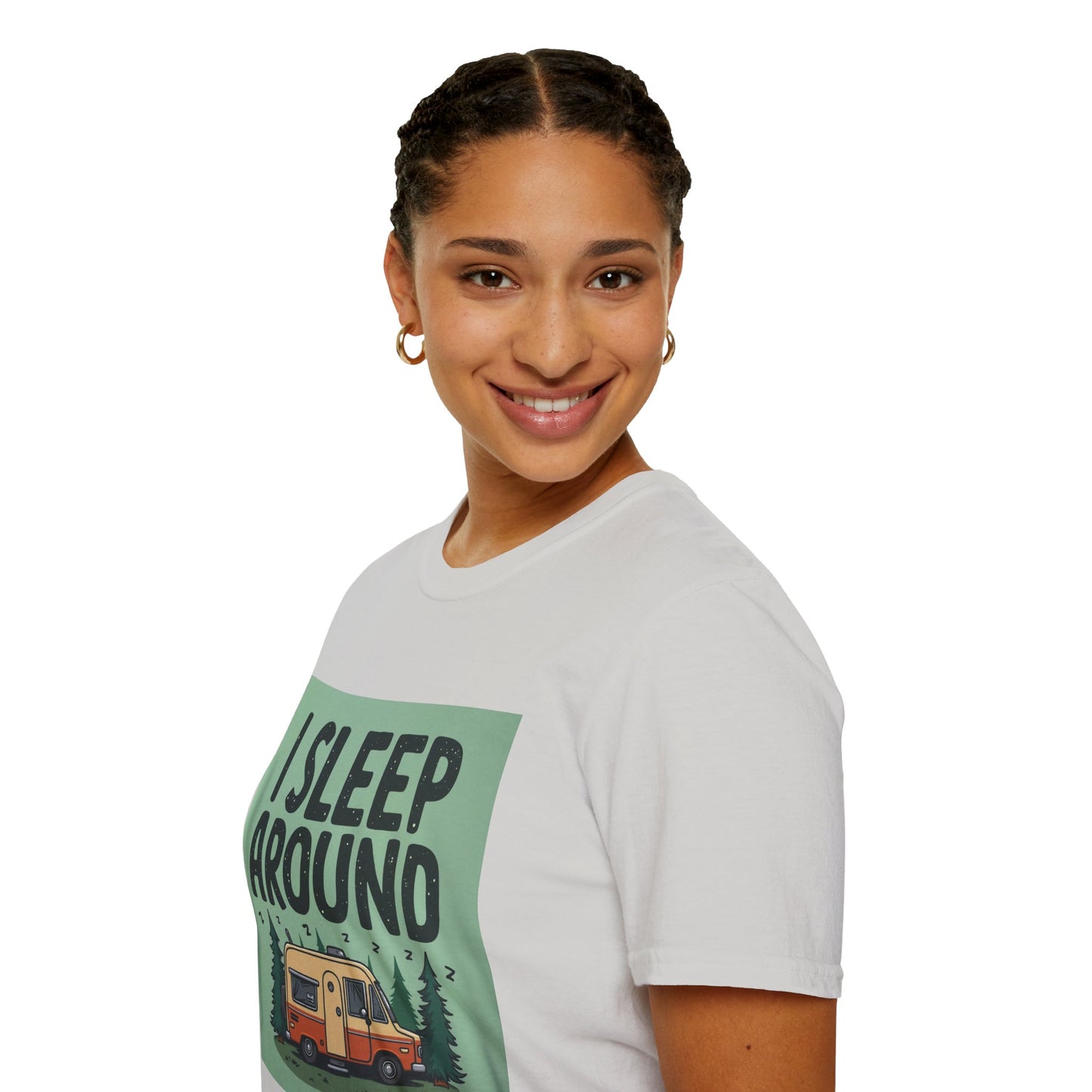 I Sleep Around Camper T-Shirt, Unisex Softstyle Tee for Nature Lovers, Camping Gear, Travel Enthusiast Gift, Adventure Shirt, Outdoor [...]