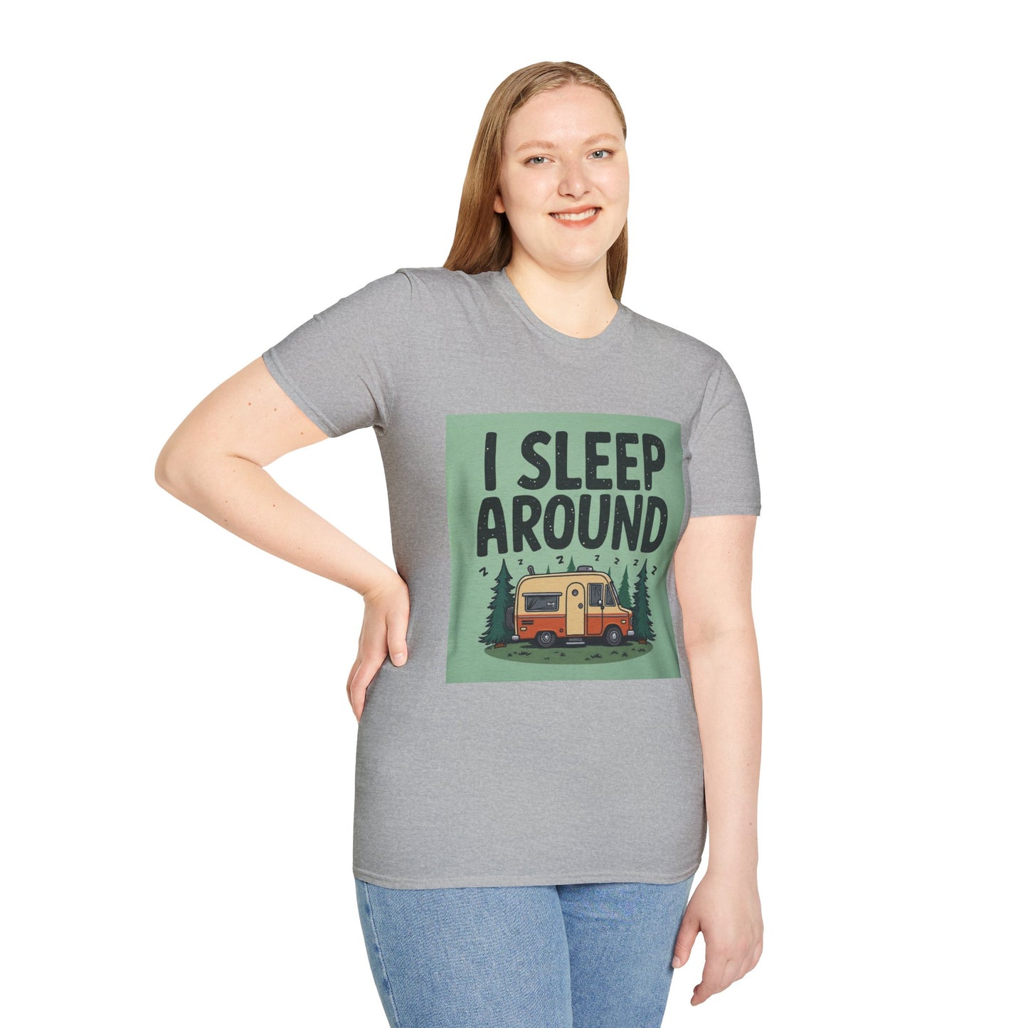 I Sleep Around Camper T-Shirt, Unisex Softstyle Tee for Nature Lovers, Camping Gear, Travel Enthusiast Gift, Adventure Shirt, Outdoor [...]