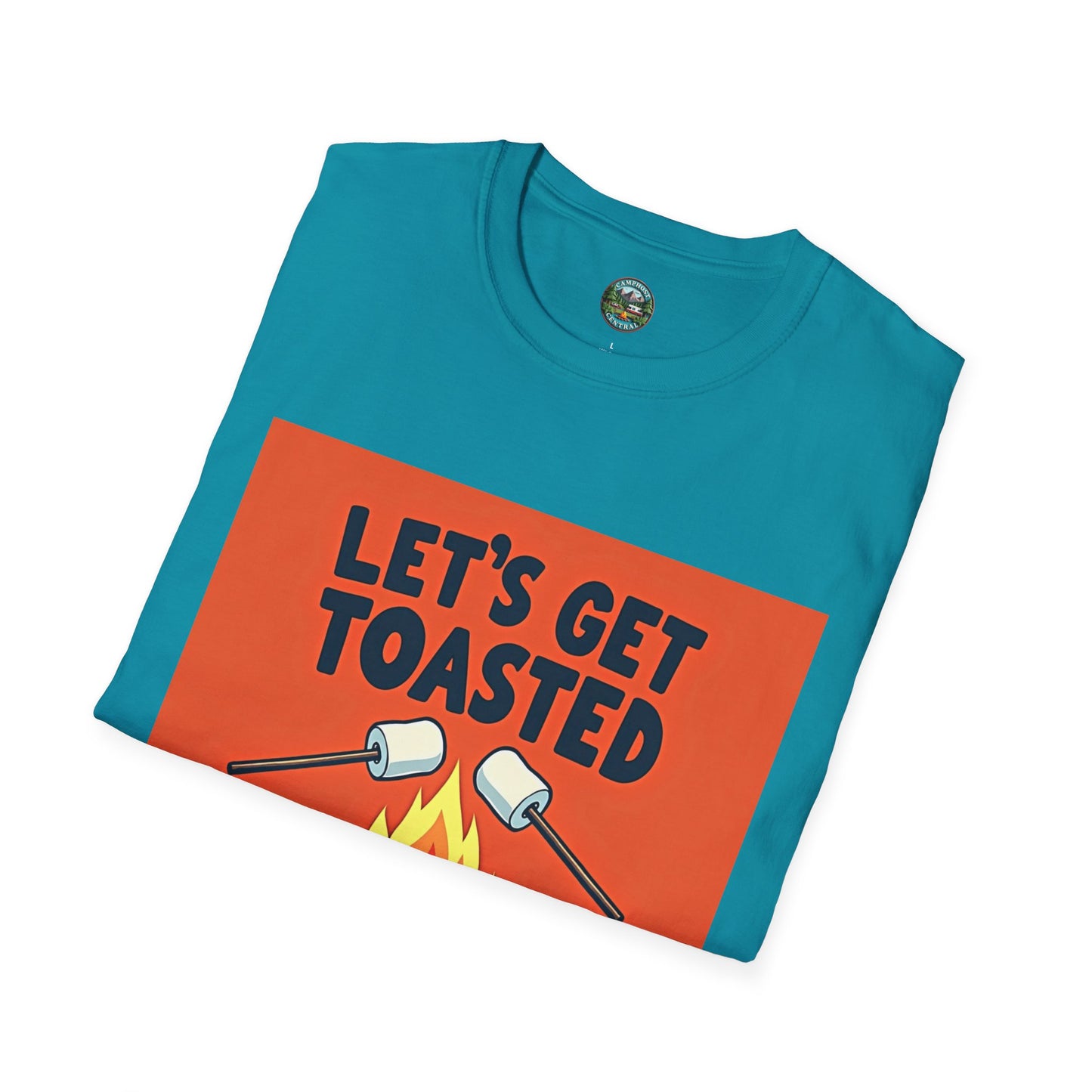 Let's Get Toasted Campfire T-Shirt, Unisex Outdoor Adventure Tee, Summer BBQ Shirt, S'mores Lover Gift, Camping Vibes Apparel