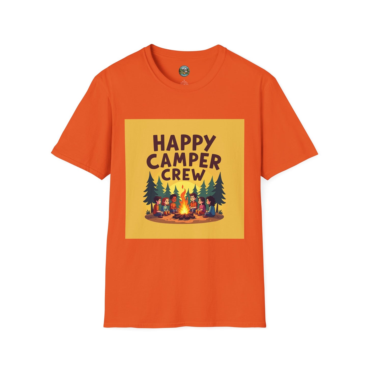 Happy Camper Crew Unisex T-Shirt | Camping Tee, Outdoor Adventure Shirt, Gift for Travelers, Summer Vibes Apparel, Nature Lover
