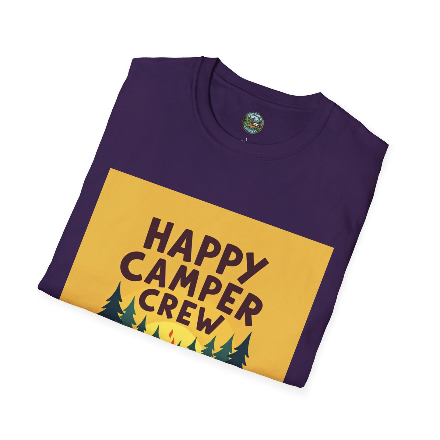 Happy Camper Crew Unisex T-Shirt | Camping Tee, Outdoor Adventure Shirt, Gift for Travelers, Summer Vibes Apparel, Nature Lover