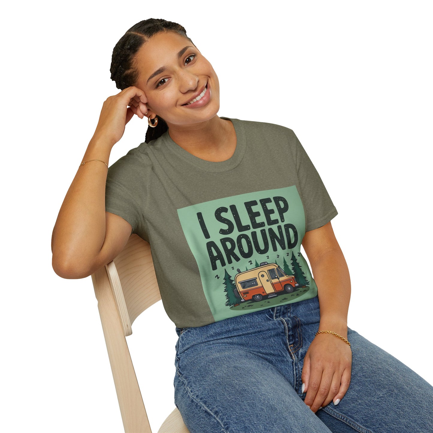 I Sleep Around Camper T-Shirt, Unisex Softstyle Tee for Nature Lovers, Camping Gear, Travel Enthusiast Gift, Adventure Shirt, Outdoor [...]