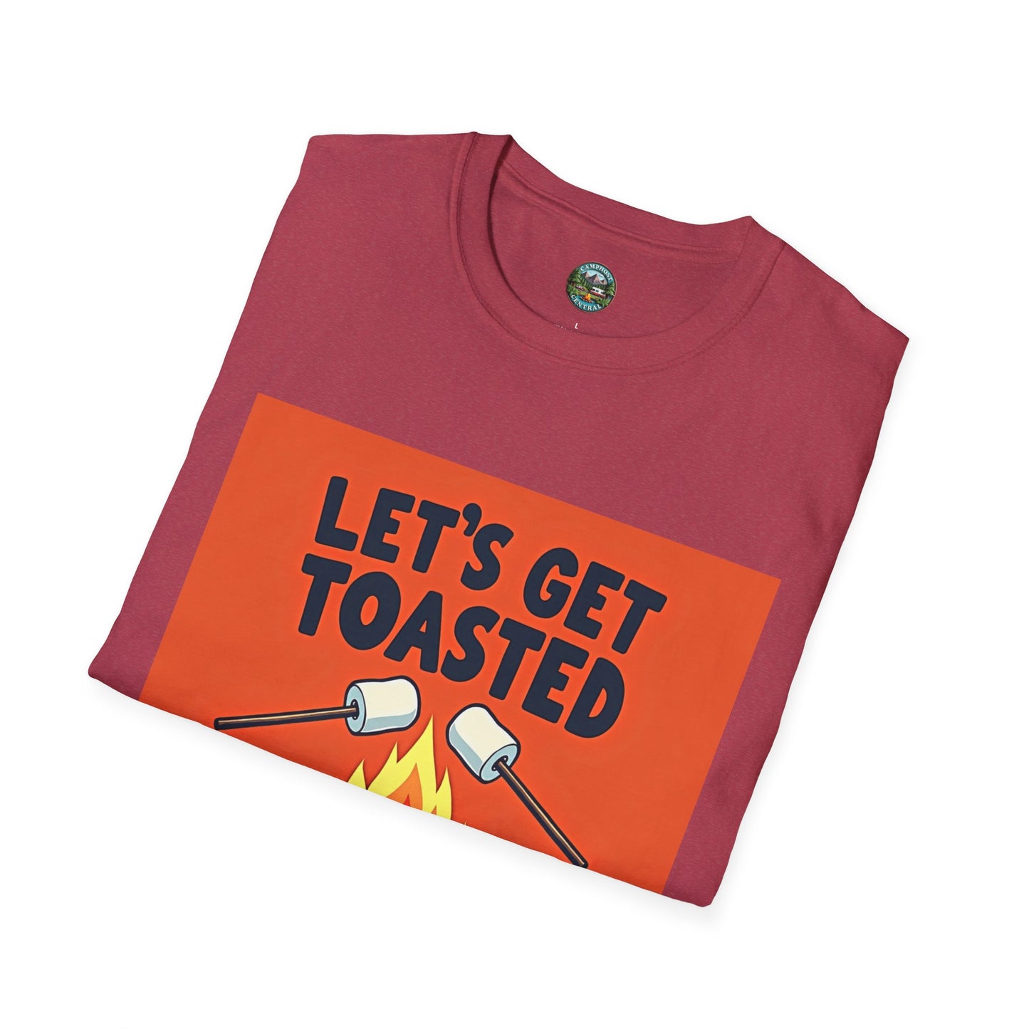 Let's Get Toasted Campfire T-Shirt, Unisex Outdoor Adventure Tee, Summer BBQ Shirt, S'mores Lover Gift, Camping Vibes Apparel
