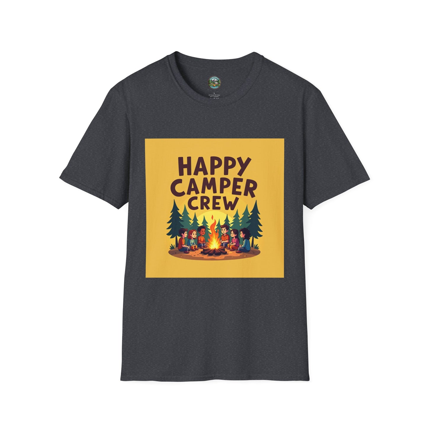 Happy Camper Crew Unisex T-Shirt | Camping Tee, Outdoor Adventure Shirt, Gift for Travelers, Summer Vibes Apparel, Nature Lover