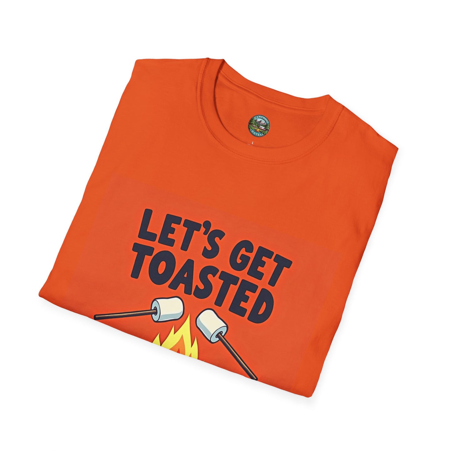 Let's Get Toasted Campfire T-Shirt, Unisex Outdoor Adventure Tee, Summer BBQ Shirt, S'mores Lover Gift, Camping Vibes Apparel