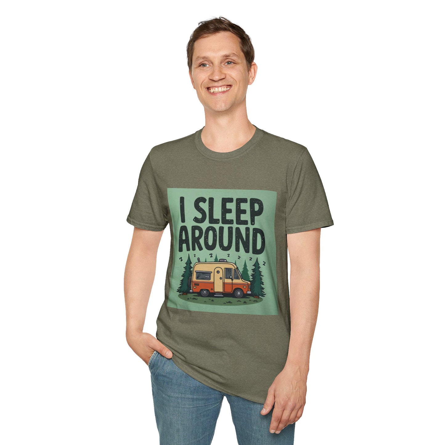 I Sleep Around Camper T-Shirt, Unisex Softstyle Tee for Nature Lovers, Camping Gear, Travel Enthusiast Gift, Adventure Shirt, Outdoor [...]