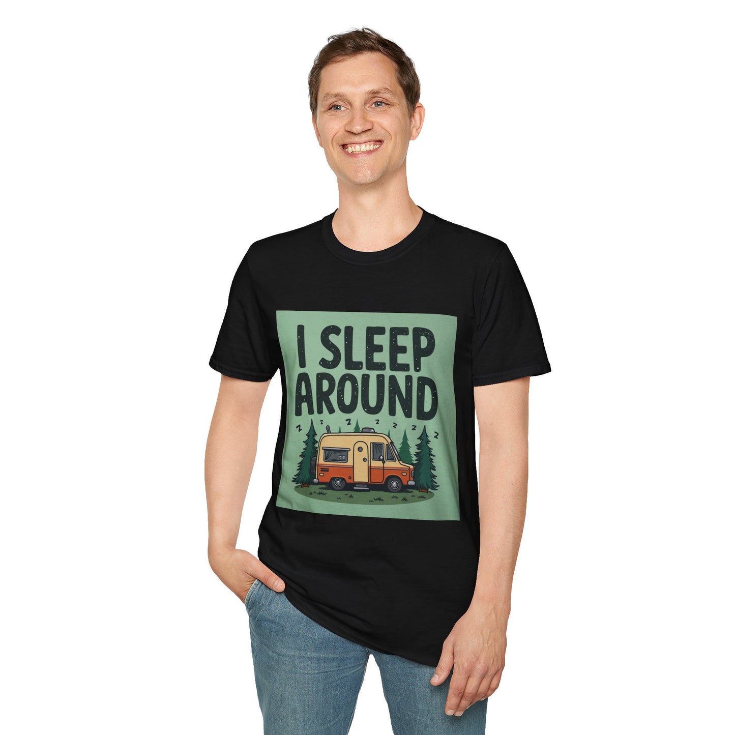 I Sleep Around Camper T-Shirt, Unisex Softstyle Tee for Nature Lovers, Camping Gear, Travel Enthusiast Gift, Adventure Shirt, Outdoor [...]