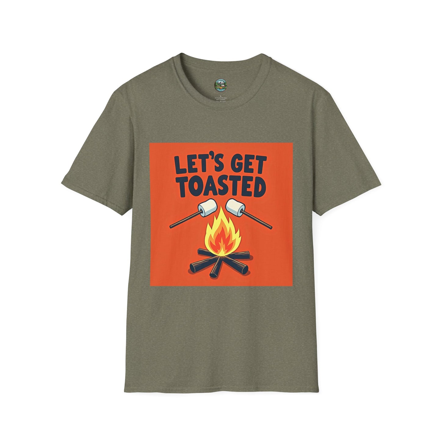 Let's Get Toasted Campfire T-Shirt, Unisex Outdoor Adventure Tee, Summer BBQ Shirt, S'mores Lover Gift, Camping Vibes Apparel
