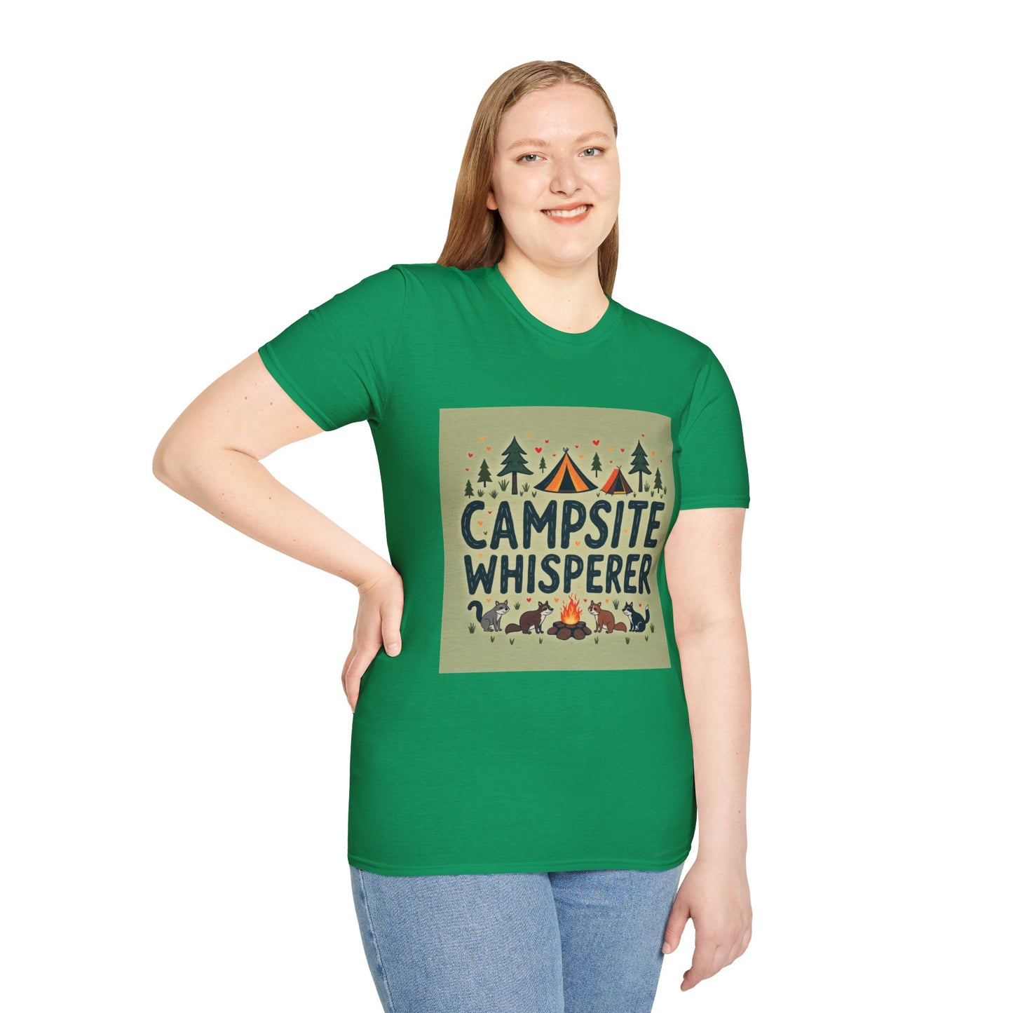 Campsite Whisperer T-Shirt | Unisex Camping Tee, Adventure Shirt, Gift for Outdoorsy Friends, Summer Festival Wear, Nature Lover Gear