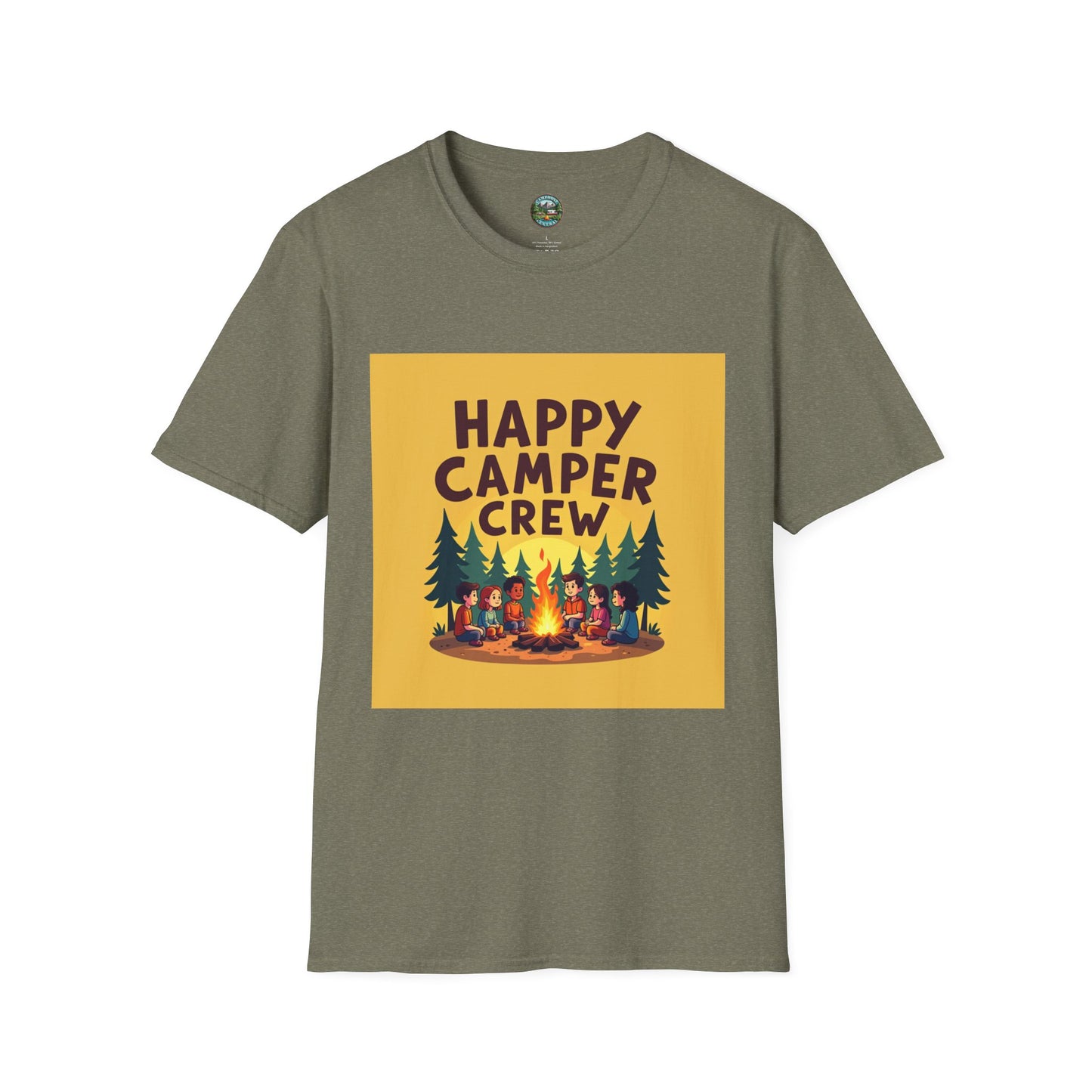 Happy Camper Crew Unisex T-Shirt | Camping Tee, Outdoor Adventure Shirt, Gift for Travelers, Summer Vibes Apparel, Nature Lover