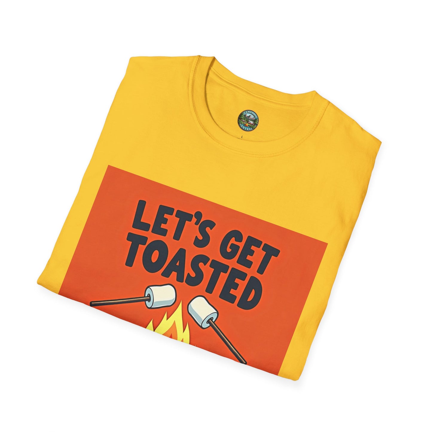 Let's Get Toasted Campfire T-Shirt, Unisex Outdoor Adventure Tee, Summer BBQ Shirt, S'mores Lover Gift, Camping Vibes Apparel