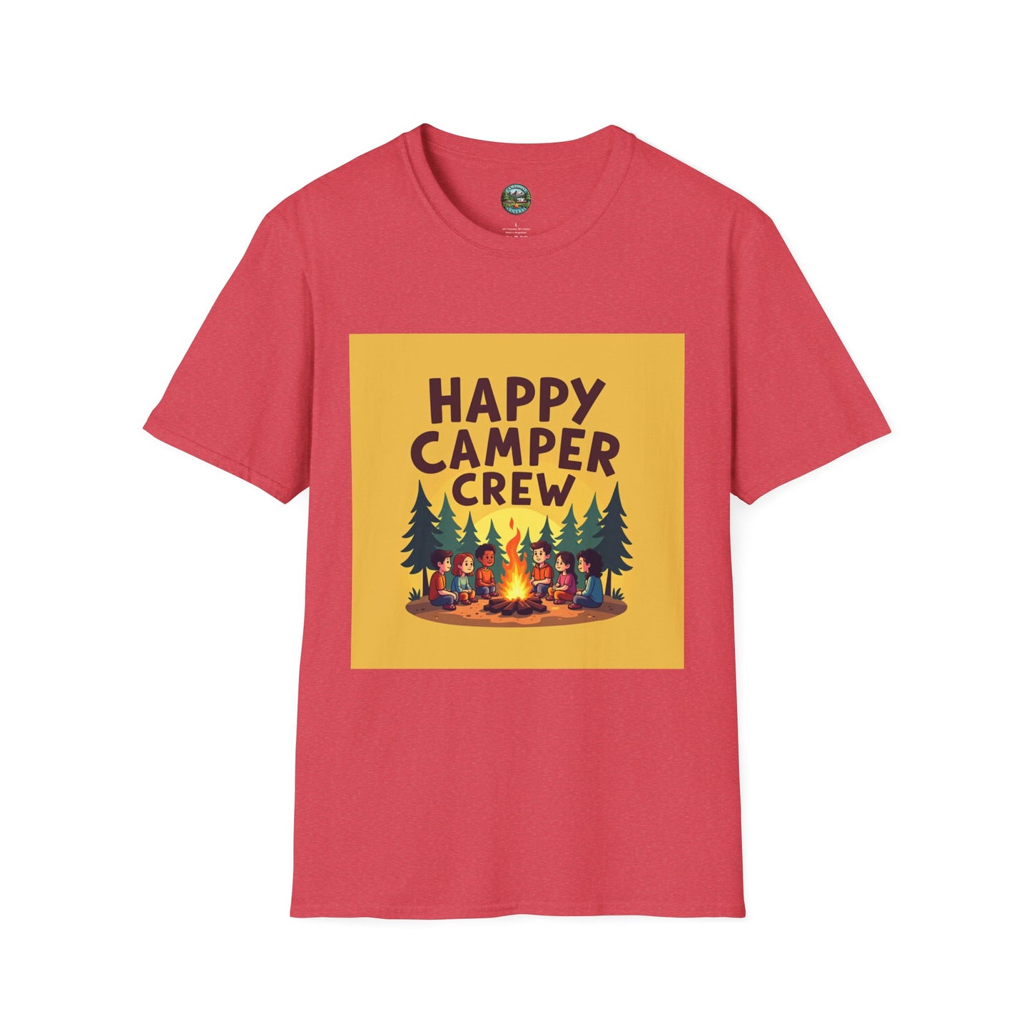 Happy Camper Crew Unisex T-Shirt | Camping Tee, Outdoor Adventure Shirt, Gift for Travelers, Summer Vibes Apparel, Nature Lover