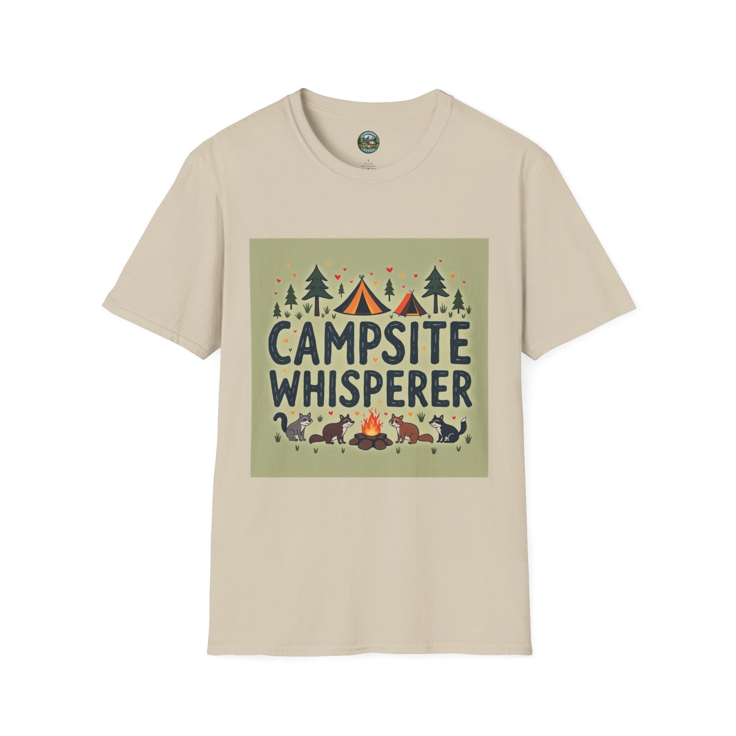 Campsite Whisperer T-Shirt | Unisex Camping Tee, Adventure Shirt, Gift for Outdoorsy Friends, Summer Festival Wear, Nature Lover Gear