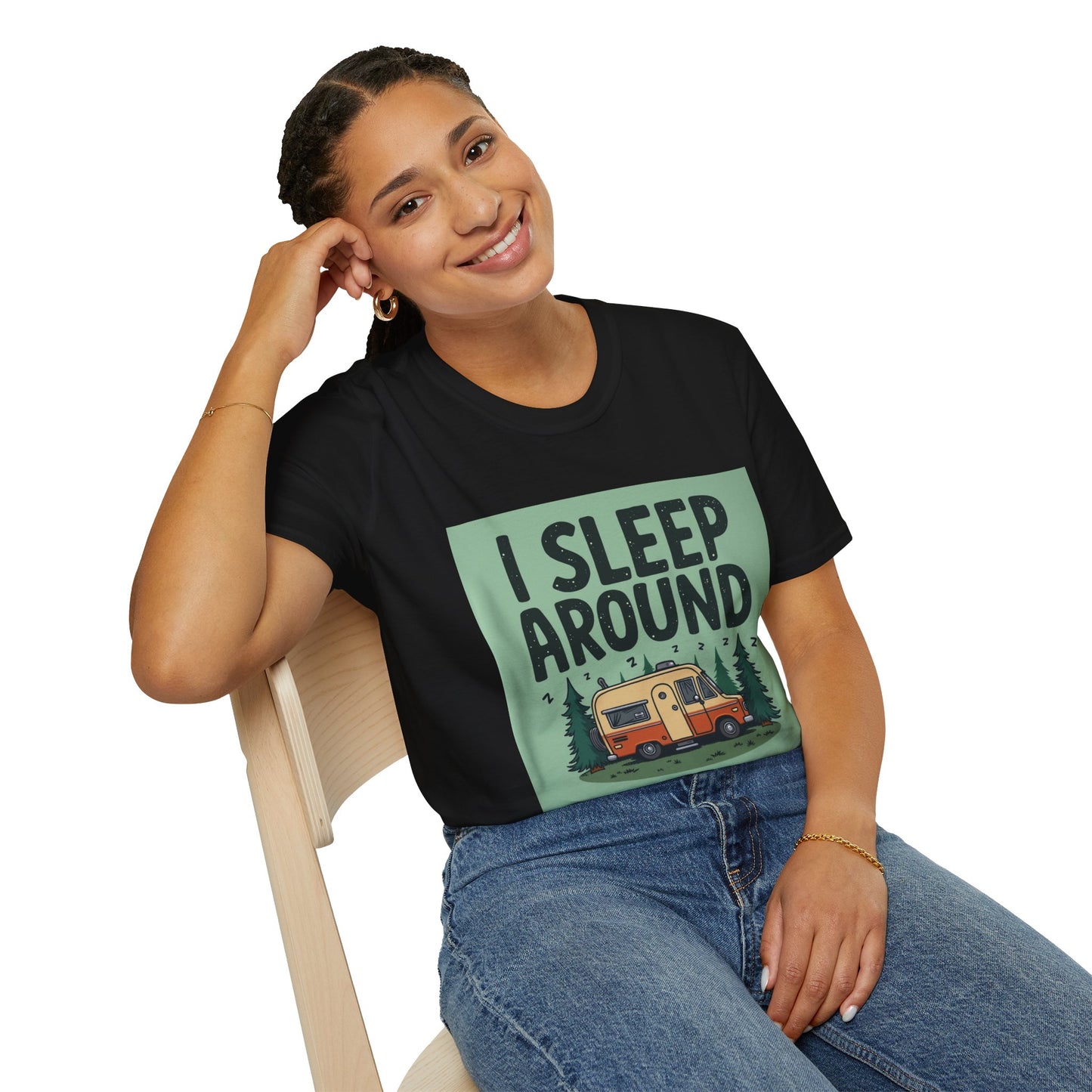 I Sleep Around Camper T-Shirt, Unisex Softstyle Tee for Nature Lovers, Camping Gear, Travel Enthusiast Gift, Adventure Shirt, Outdoor [...]