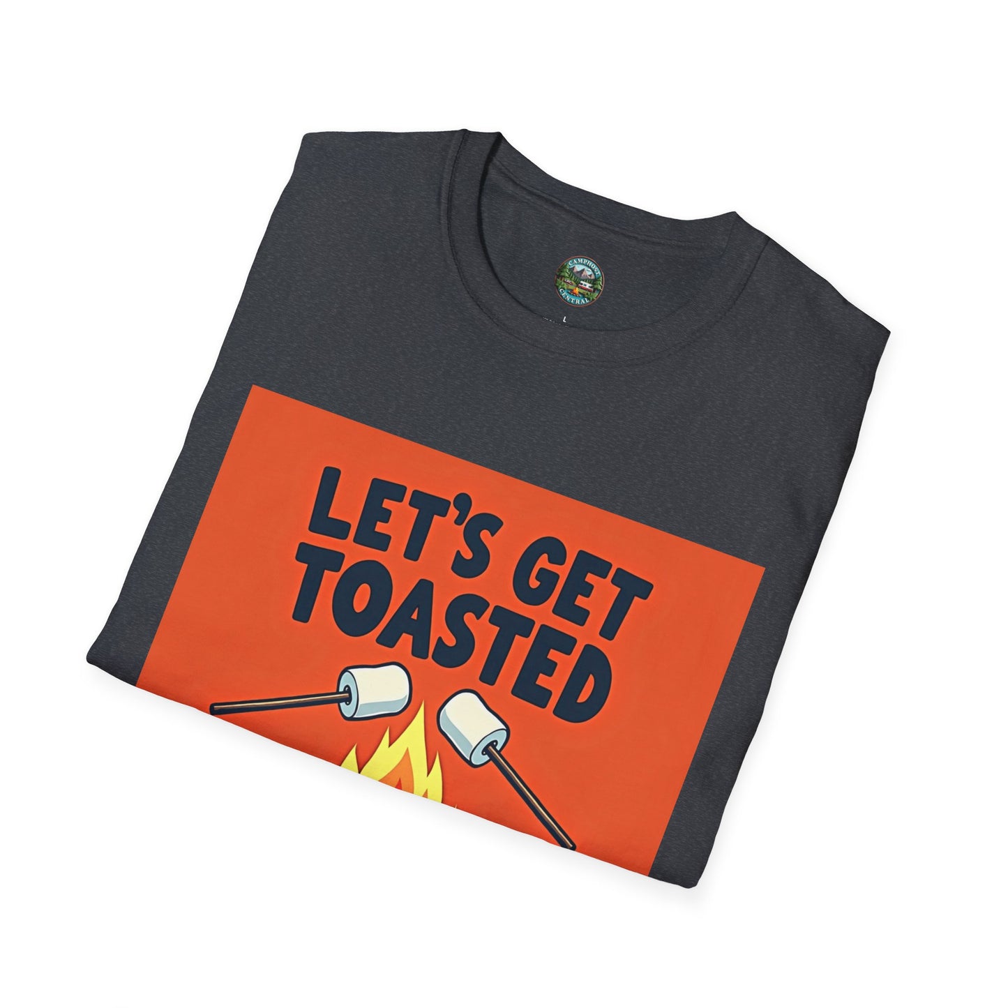Let's Get Toasted Campfire T-Shirt, Unisex Outdoor Adventure Tee, Summer BBQ Shirt, S'mores Lover Gift, Camping Vibes Apparel