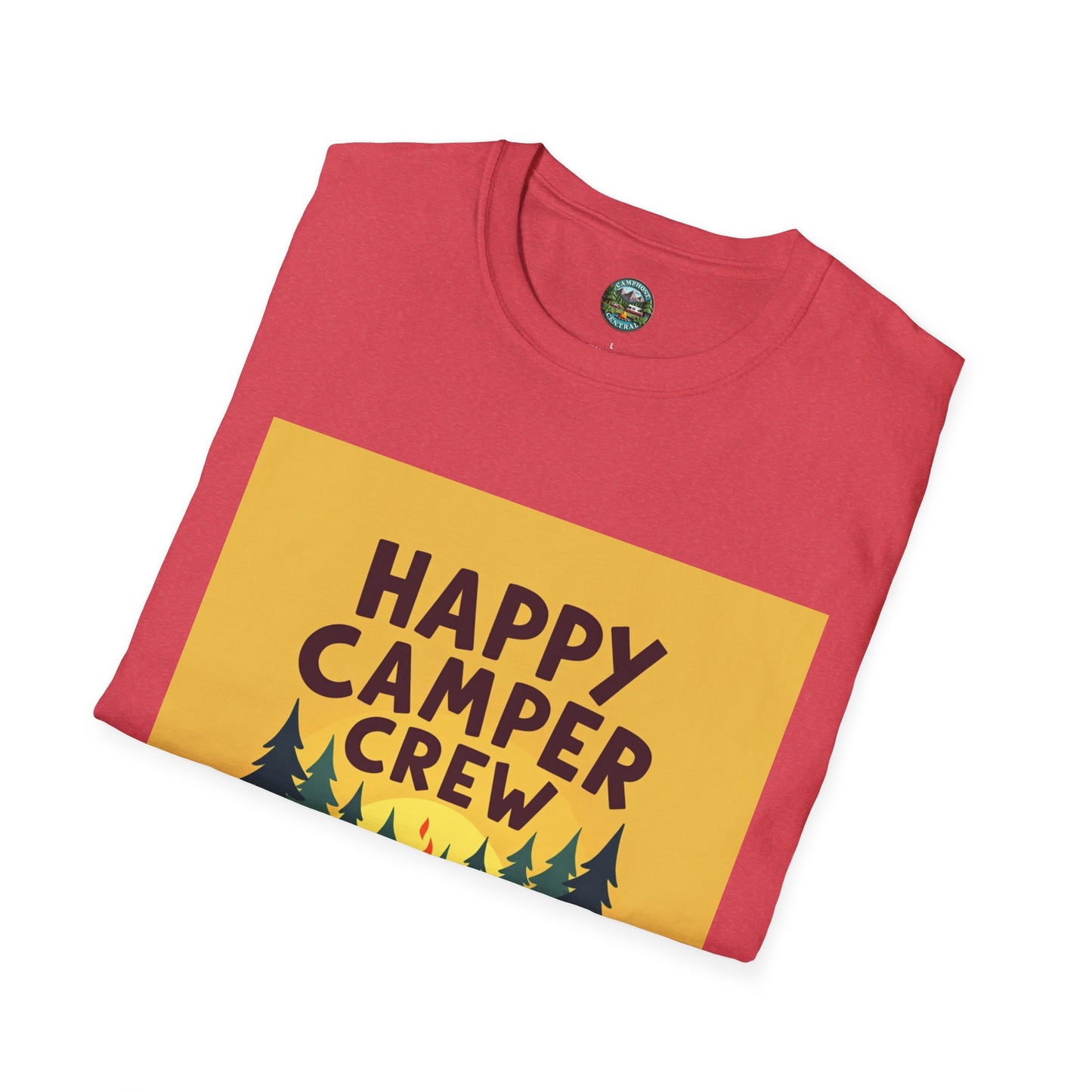Happy Camper Crew Unisex T-Shirt | Camping Tee, Outdoor Adventure Shirt, Gift for Travelers, Summer Vibes Apparel, Nature Lover